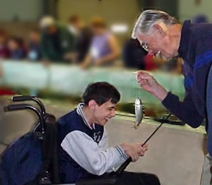 Bill Webb and Friend share a smile at Fun Fish Day 2003